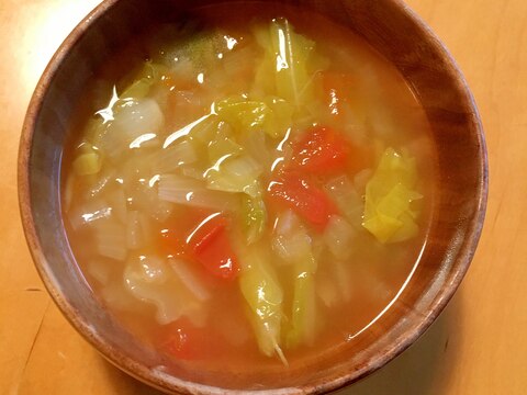 トマトキャベツ玉ねぎのジンジャーナンプラースープ